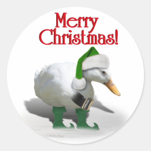 Adesivo Redondo Pato de Natal - Auxiliar Papai noel