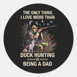 Adesivo Redondo Pato Engraçado Caçando Aves Aquáticas Ganso Caçand