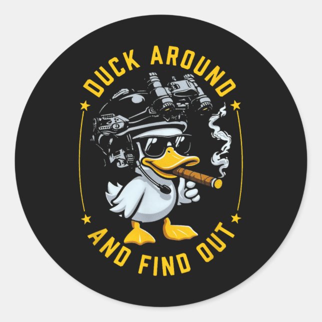Adesivo Redondo Pato Engraçado E Descubra (Frente)