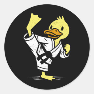 Adesivo Redondo Pato Engraçado Karate Martial Arts Memes Co. Duck 