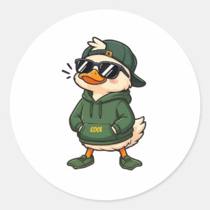 Adesivo Redondo Pato Legal Com Capuz
