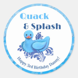 Adesivo Redondo Pato Quack e Splash 3º Aniversário