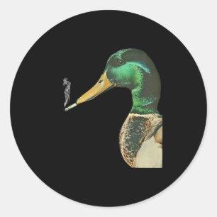 Adesivo Redondo Pato-real fumando cigarro meme engraçado pato-real