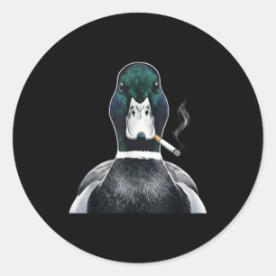 Adesivo Redondo Pato-real fumando cigarro meme engraçado pato-real