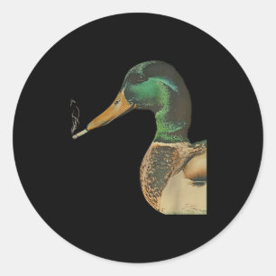 Adesivo Redondo Pato-real fumando cigarro meme engraçado pato-real