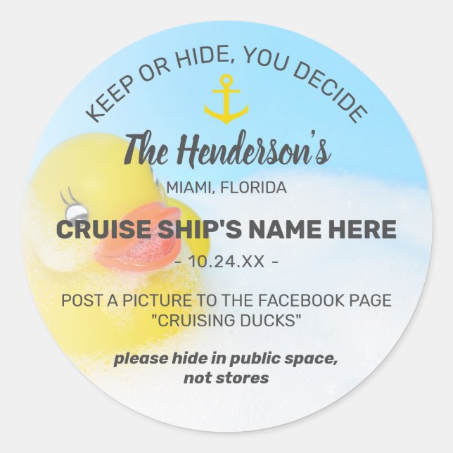 Adesivo Redondo Patos Cruzadores | Manter ou Ocultar Jogo (Frente)