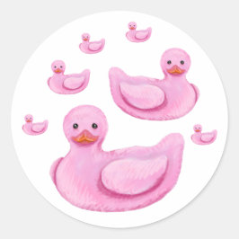 Adesivo Redondo Patos de Borracha Rosa