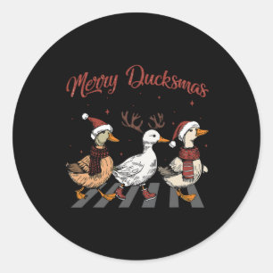 Adesivo Redondo Patos de Natal Felizes Ducksmas Engraçados Animais
