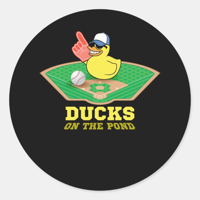 Adesivo Redondo Patos no Pond Baseball Ducks no Pond Baseb (Frente)