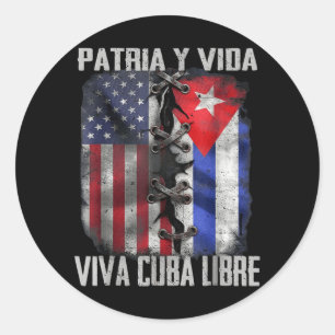 Adesivo Redondo Pátria E Vida Cuba Livre Patriótico Retro EUA