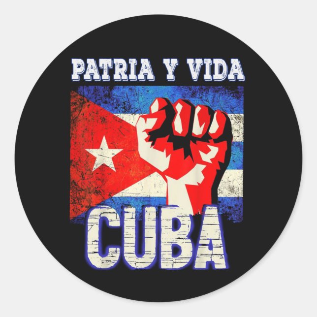 Adesivo Redondo Patria y vida sos Cuba (Frente)