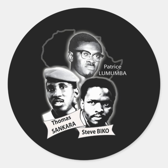 Adesivo Redondo Patrice Lumumba Thomas Sankara Steve Biko (Frente)