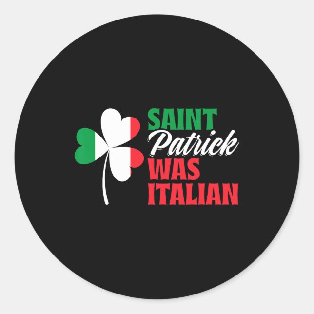 Adesivo Redondo Patrick Era Italiano Shamrock Clover Santo Patr (Frente)
