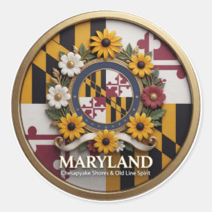 Adesivo Redondo Patrimônio do Estado da Linha Antiga de Maryland ✦
