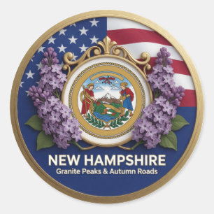 Adesivo Redondo Patrimônio do Estado do Granito de New Hampshire ⛰