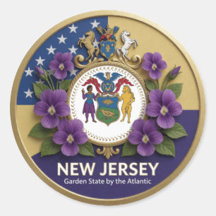 Adesivo Redondo Patrimônio do Jardim do Estado de Nova Jersey 🌿
