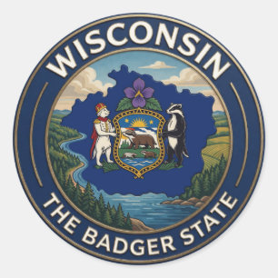 Adesivo Redondo Patrimônio dos Grandes Lagos de Wisconsin e Charme