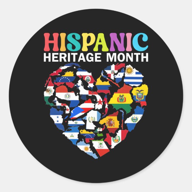 Adesivo Redondo Patrimônio Hispânico Mês Sinaliza Países Hispânico (Frente)