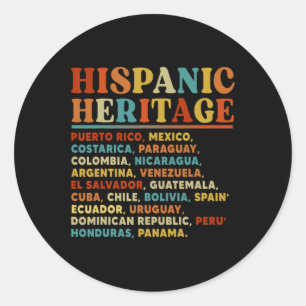 Adesivo Redondo Patrimônio Hispânico Mês Todos os Países Latinos L
