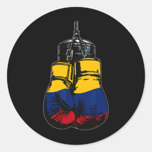 Adesivo Redondo Patrimônio Orgulhoso Colômbia Bandeiras de Boxas