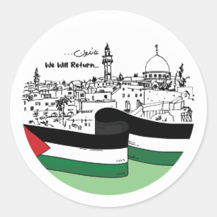 Adesivo Redondo Patrimônio Palestiniano e Esperança: Voltaremos