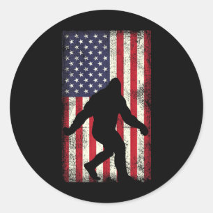Adesivo Redondo Patriot Bigfoot Sasquatch Love Usa American Flag 4
