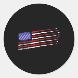 Adesivo Redondo Patriot Julho 4º Voo Jets Avião Usa Flag Ki