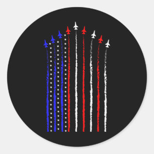 Adesivo Redondo Patriot Julho 4º Voo Jets Avião Usa Flag Ki