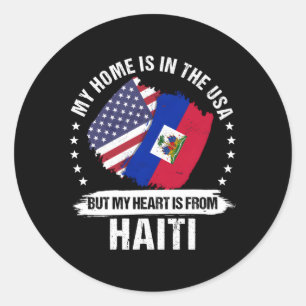 Adesivo Redondo Patriota Americano Bandeira do Haiti Raízes Haitia