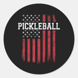 Adesivo Redondo Patriota Americano da Bandeira do Pickleball Orgul