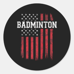 Adesivo Redondo Patriota Americano do Bandeira de Badminton