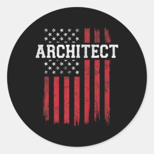 Adesivo Redondo Patriota Patriótico Arquiteto Americano Flag USA