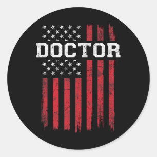 Adesivo Redondo Patriota Patriótico do Doutor Americano Flag Usa