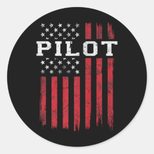 Adesivo Redondo Patriota Patriótico Piloto Americano Flag Usa