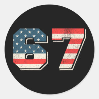 Adesivo Redondo Patriotic 6 7 Six Seven Meme 67 Shirt Men Women Us