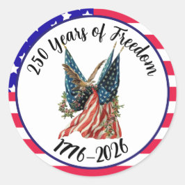 Adesivo Redondo Patriotic American Flag and Eagle USA 250th