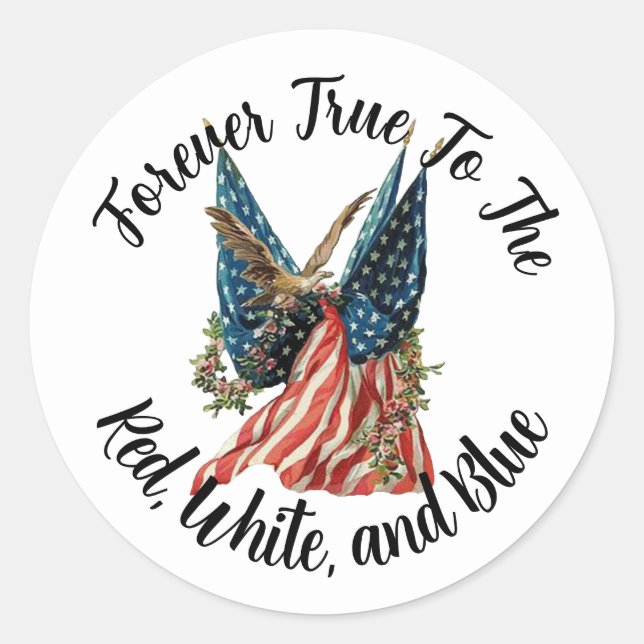 Adesivo Redondo Patriotic American Flag and Eagle USA 250th (Frente)