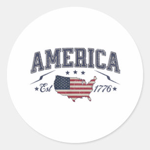 Adesivo Redondo Patriotic American Flag USA Est 1776 4th de julho