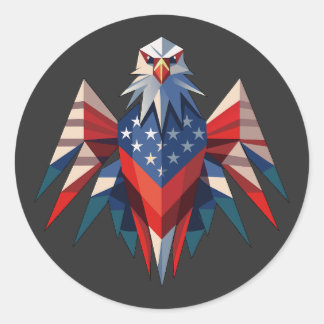 Adesivo Redondo Patriotic Bald Eagle Origami Style EUA