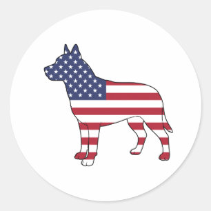 Adesivo Redondo Patriotic Dog Lover USA Flag Design 4 de julho