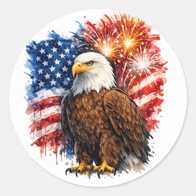 Adesivo Redondo Patriotic Eagle Fireworks  (Frente)