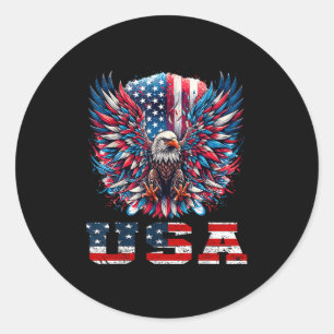 Adesivo Redondo Patriotic Eagle Usa Flag Design Graphic