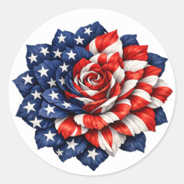 Adesivo Redondo Patriotic Flag Floral Illustration