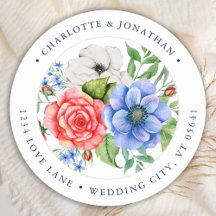 Patriotic Floral Red White Blue Return Address