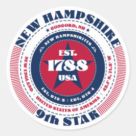 Adesivo Redondo Patriotic New Hampshire Circle Design Sticker