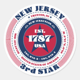 Adesivo Redondo Patriotic New Jersey Circle Design Sticker