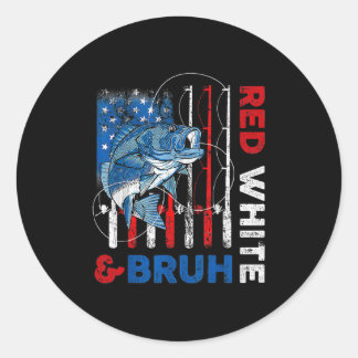 Adesivo Redondo Patriotic Red White &amp; Peixe Bruh America
