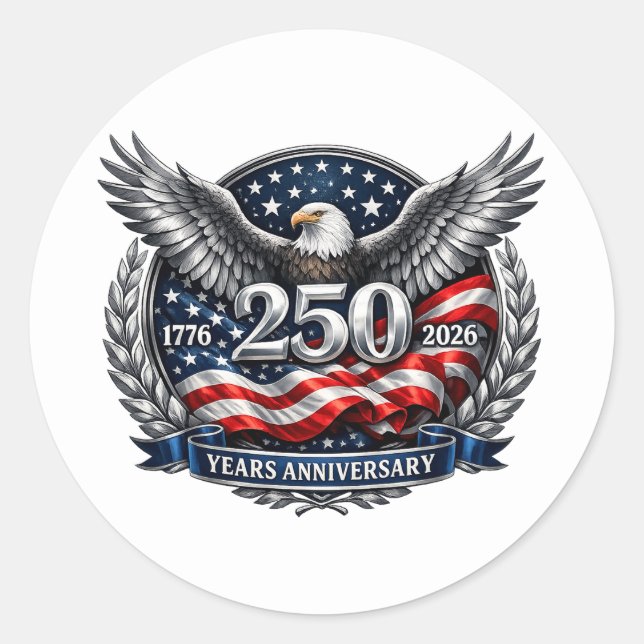 Adesivo Redondo Patriotic Silver Wings of Freedom (Frente)