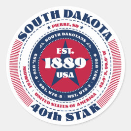 Adesivo Redondo Patriotic South Dakota Circle Design Sticker