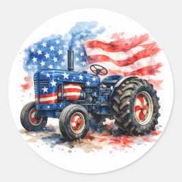 Adesivo Redondo Patriotic Stars and Stripes Tractor